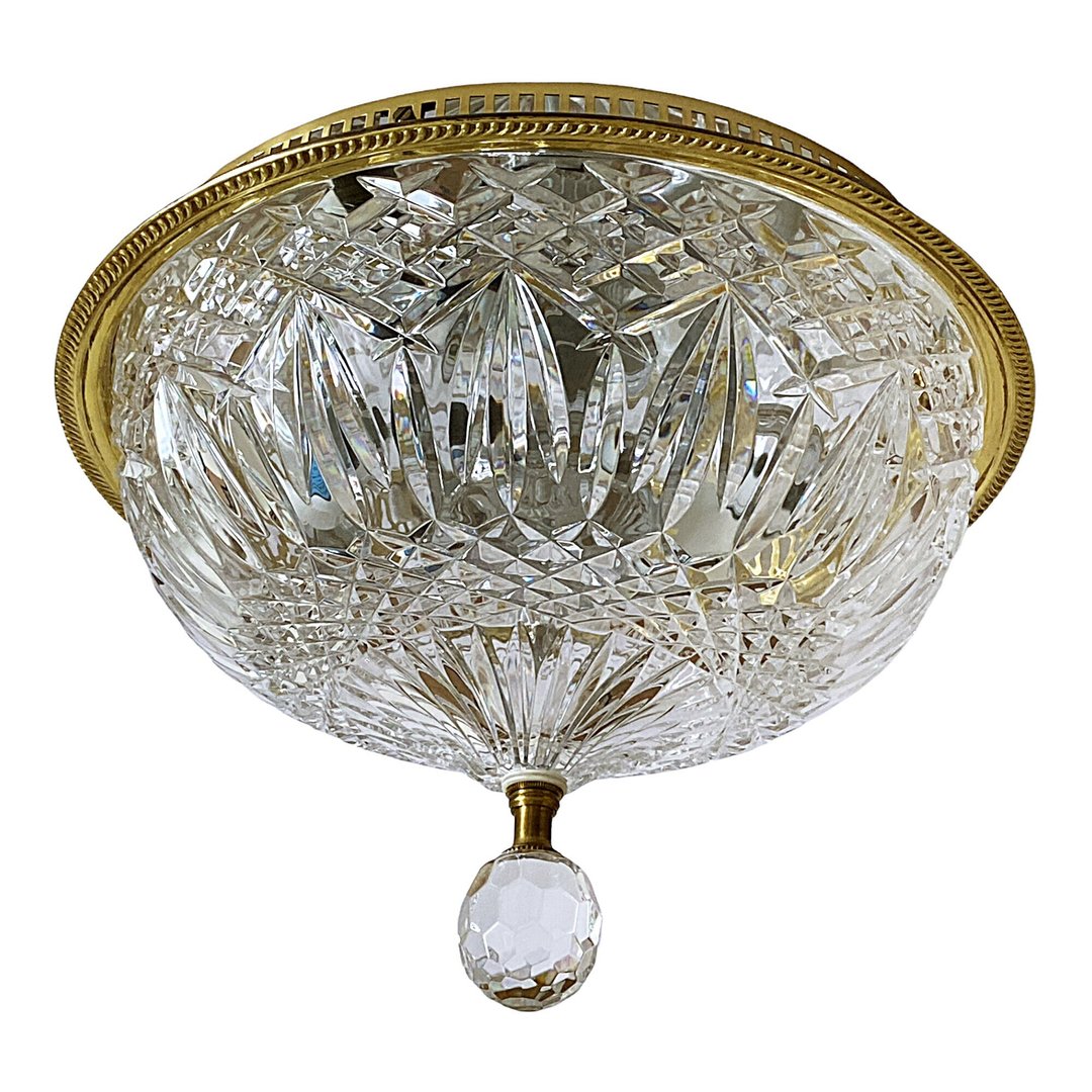 Waterford Crystal Flush Mount Ceiling Light Fixture Cut Glass And