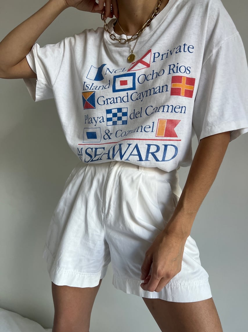 Vintage White MS Seaward Nautical Flag T Shirt Goodshop Badshop