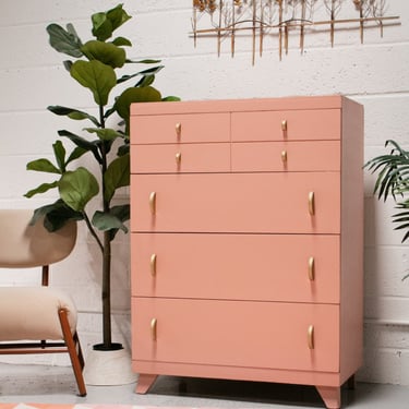 Pink Highboy Vintage Dresser