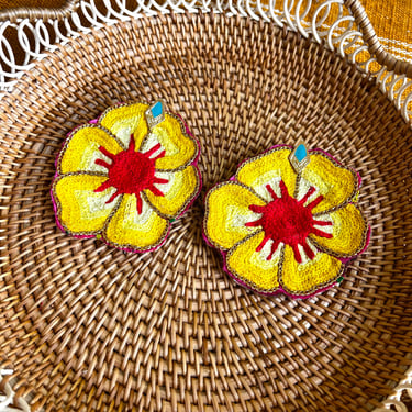 BPR Red &amp; Yellow Beaded Buttercup Earrings