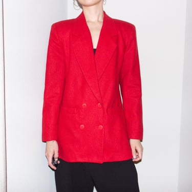 vintage 80s 90s red wool double breasted blazer jacket by atrium collection 