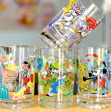 VINTAGE: 4pcs - Walt Disney 100 Years of Magic McDonald's Tumblers - Pinocchio, Buzz Light, Mickey, Goofy - Collectable - SKU 