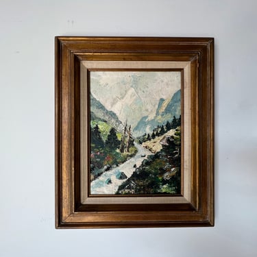 70's Doneg Mountain Landscape Oil on Canvas Painting 