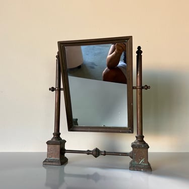 Vintage Brass Swivel Vanity Mirror 