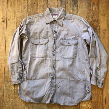 1950s Penney’s Big Mac Grey Work Shirt Medium 