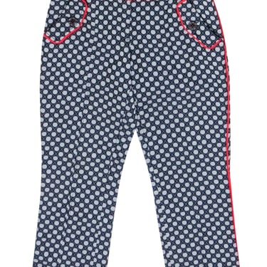 Moschino Cheap &amp; Chic - Navy &amp; Grey Polka Dot Print Pants w/ Red Trim Sz 4