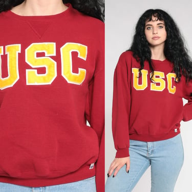 USC Sweatshirt Southern California University Sweatshirt Y2K Trojans Shirt Russell Football Graphic College Sweater 00s Vintage Small 