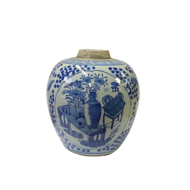 Oriental Handpaint Flower Vase Small Blue White Porcelain Ginger Jar ws2332E 