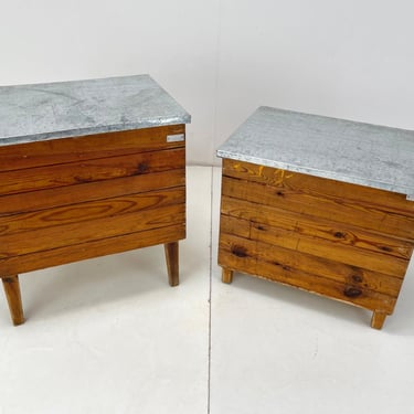 Vintage Industrial Chests or Nightstands, 1950's / Wooden Storage Boxes / Bedside Tables / Little Chests 