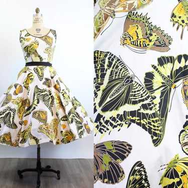 1950s HUGE BUTTERFLY MOTH novelty print dress medium | new spring 