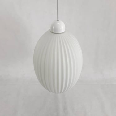 Vintage Pendant White Glass Lamp, Ceiling Glass Lamp, White Glass, Made In Yugoslavia 70's, Mid Century Glass Lamp, Fan Glass 