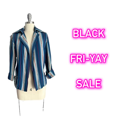 BLACK FRIYAY SALE /// 40s Blue Stripe Sportswear Jacket / 1940s Vintage Cotton Coat / Medium 