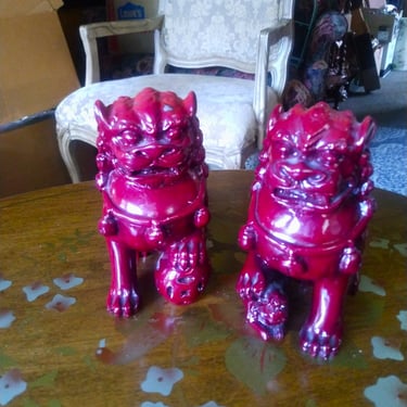 VINTAGE Foo Dogs, Asian Temple Guardian Lions, Home Decor 