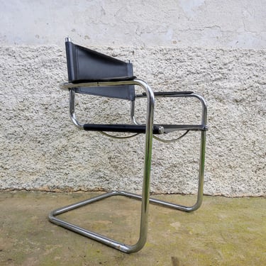 Vintage Chrome Chair/Mid Century Modern Mart Stam Cantilever Chair/Office Chair/Dining Chair/Retro Chair /Bauhaus/ Leather /Stol Kamnik /80s 