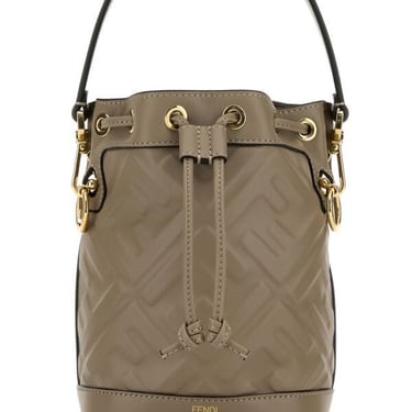 Fendi Women Dove Grey Leather Mon Tresor Bucket Bag