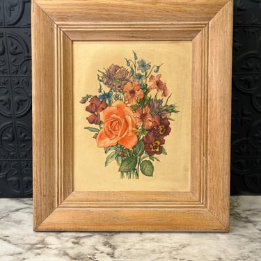 Vintage Light Wood Framed Floral