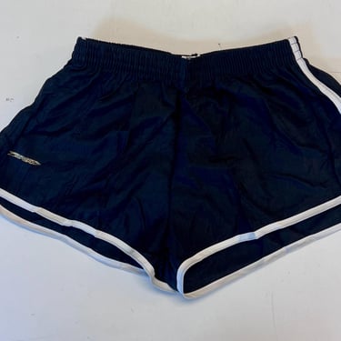 FINAL SALE Vintage 22–28 Waist Striped Black Nylon Shorts | 90s Made in France Elastic Sportswear | xxs xs | 