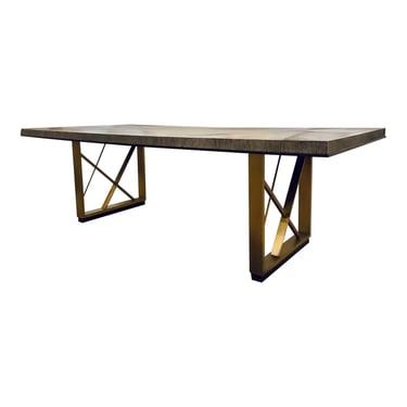 Jonathan Charles Gray and Brass Geometric Dining Table
