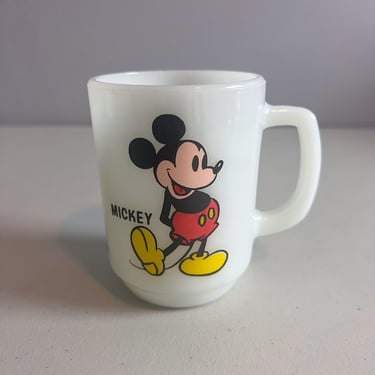 Vintage Mickey Mouse Anchor Hocking Milk Glass Mug Pepsi Walt Disney 