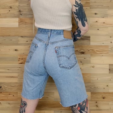 Levi's 501 Vintage Long Cut Off Jean Shorts / Size 31 32 