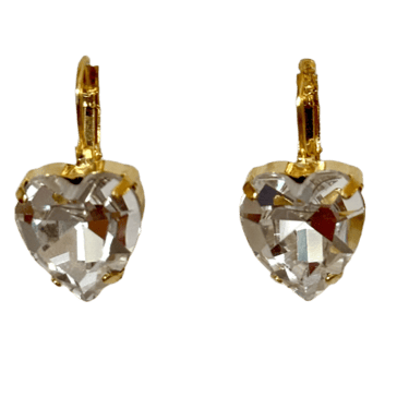 Small Diamond Crystal Heart Post Earrings