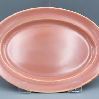 Homer Laughlin Wells French Rose Serving Platter | Vintage 1930s Dinnerware Matte Uneven Single Color Glaze Plate 
