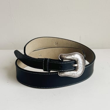 Soot Ornate Western Leather Belt