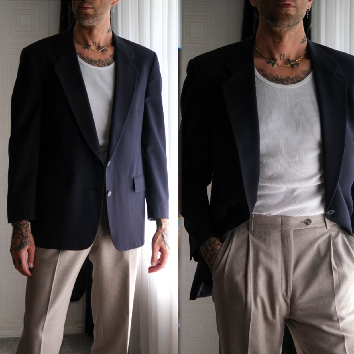 Vintage 80s Christian Dior Monsieur Navy Blue Gabardine | The