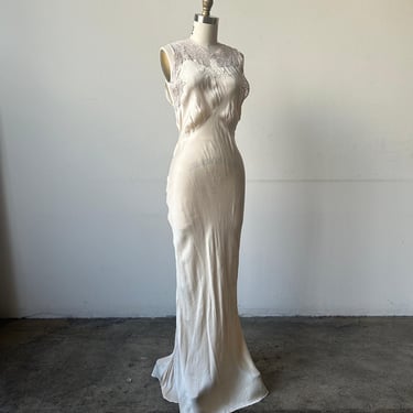 1930s silk and lace bias cut dress 