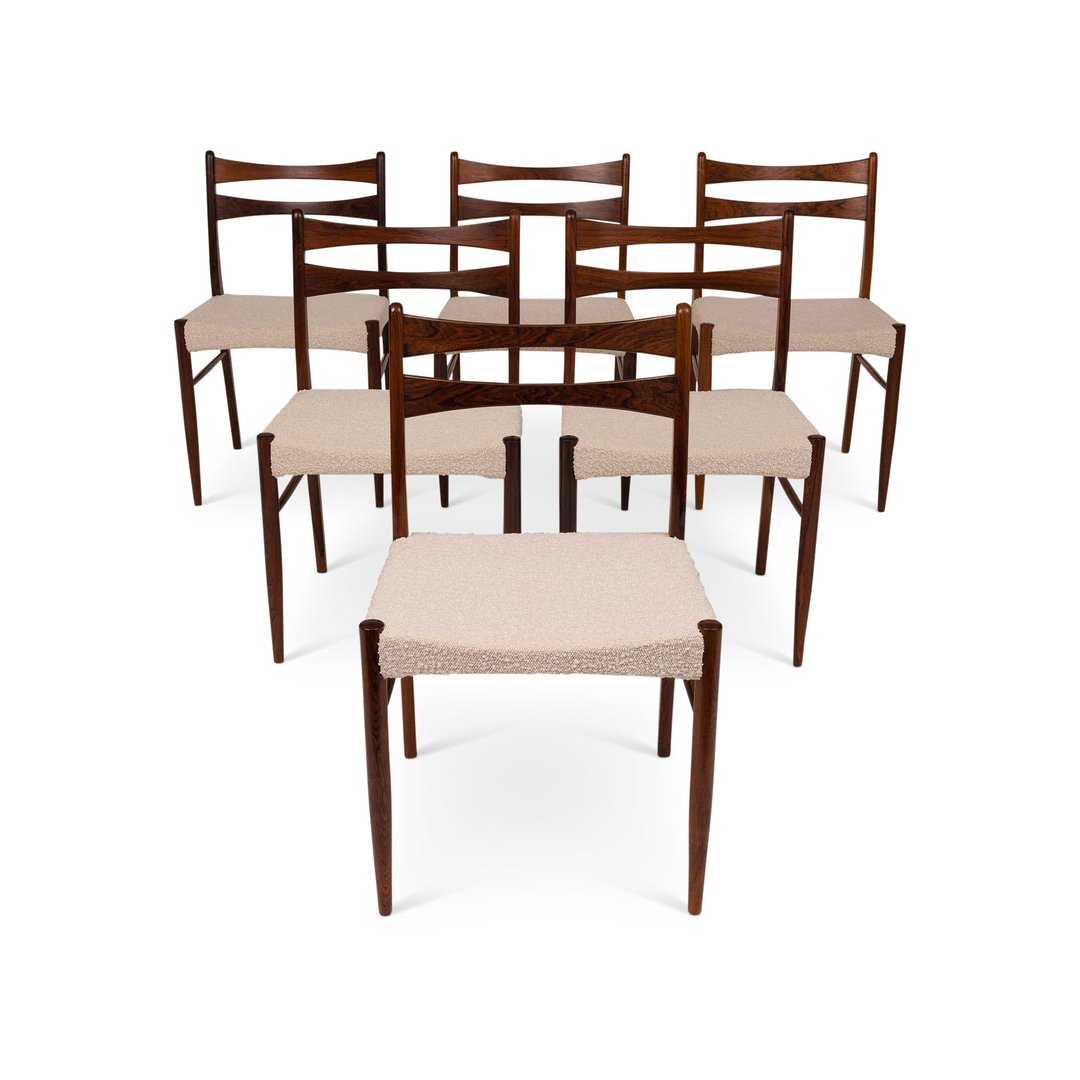 1960s Vintage Rosewood Dining Chairs Set of Six Midcentury Modern