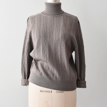 Vintage Pure Merino Wool Sweater, 90s Knit Turtleneck, M 