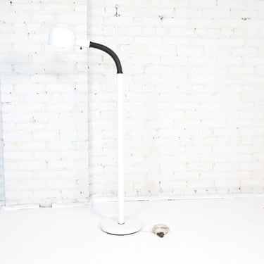 Vintage MCM white floor standing gooseneck lamp Fagerhults style by Lightolier | Free delivery in NYC and Hudson Valley areas 