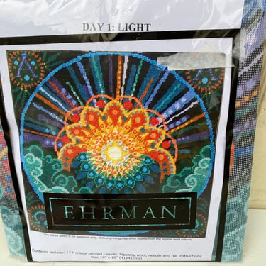 Ehrman Needlepoint Kit Day 1 :Light By Alex Beattle, Tapestry Kit, Abstract Sun Design, Colorful, Let There Be Light, 16