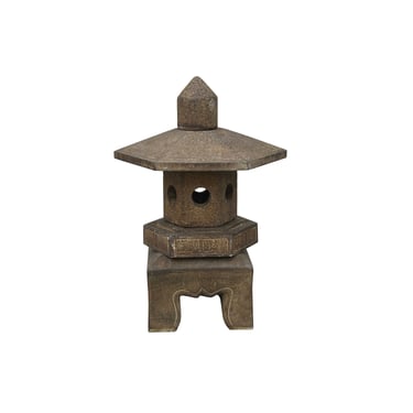Chinese Gray Brown Hexagon Top Pagoda Shape Garden Stone Lantern ws3642E 