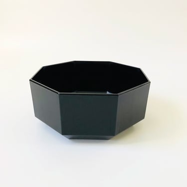 Large Black Octagon Salad Bowl by Arcoroc France 