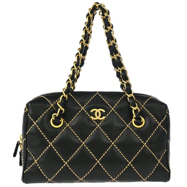 Chanel Black Calfskin Wild Stitch Handbag
