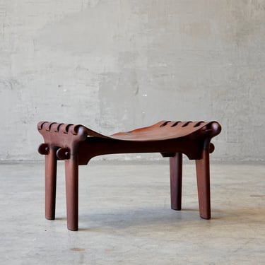 Angel Pazmino Leather & Wood Ottoman 