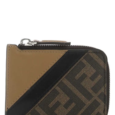 Fendi Men Multicolor Fabric And Leather Card Holder