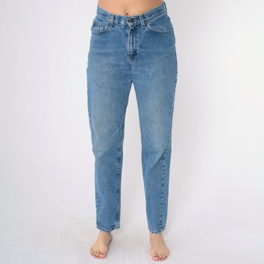 Vintage Lee Mom Jeans 28 90s High Waist Tapered Straight Leg 1990s High Waisted Denim Pants Blue Hipster Retro Denim Size Small 