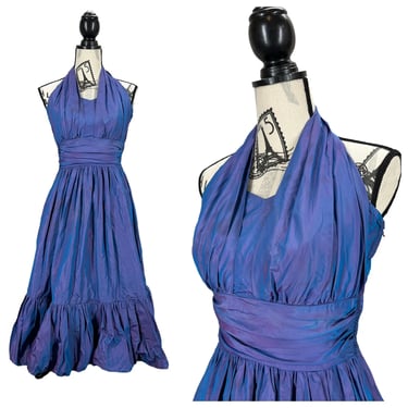 Vintage 1950's Emma Domb Iridescent Blue & Violet Party Dress Size 26 Waist