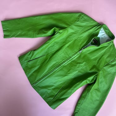 VTG 70s/80s Green Leather Motorcycle Jacket 