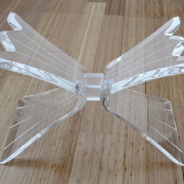 Lion in Frost Style Butterfly Wing Lucite Coffee Table Base 