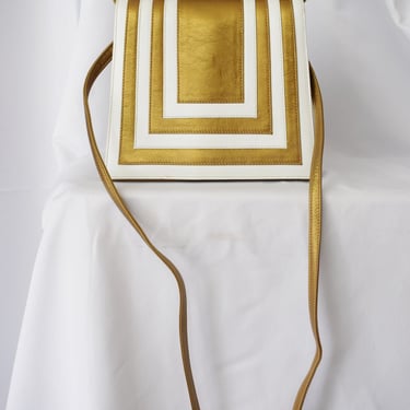 Vintage Valentino Gold + White Deco Purse 