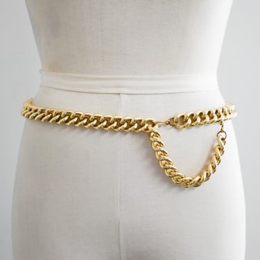 1980s Heavy Gold Metal Chain Belt or Necklace 