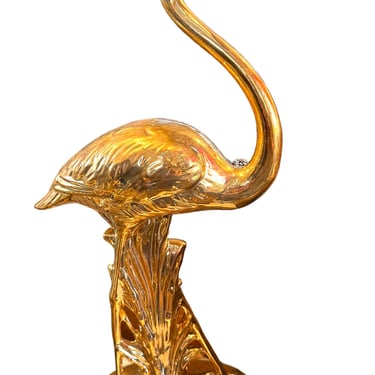 Morphew Abode Collection Mid - Century Modern Ceramic 22K Gold Flamingo Statue Set 