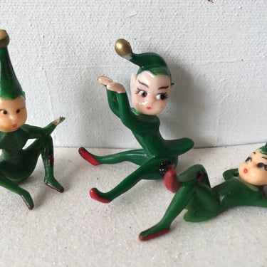 Vintage Christmas Elf Pixies Set Of 3 