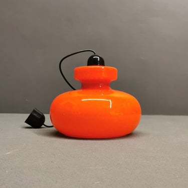 Space Age Opaline Glass Pendant Lamp, Red Glass Pendant Lamp, MCM Ceiling Lamp, Yugoslavia 1970's, Red Cased Glass, Mid Century 