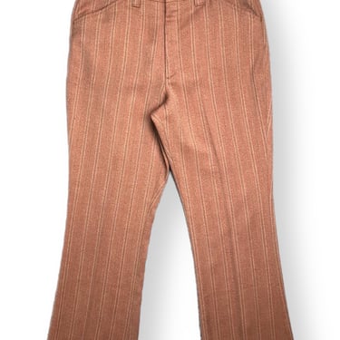 Vintage 60s/70s Orange/Salmon Striped Flare Bottom Trousers/Slacks Talon Zip Size W35 L29 