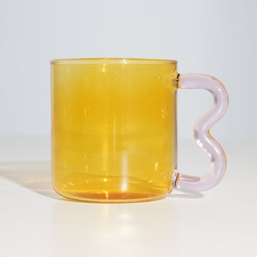 Orange Glass Wavy Mug 