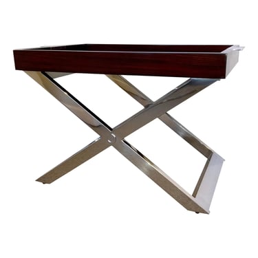 Ralph Lauren Modern Mahogany and Chrome Pierce Tray Table